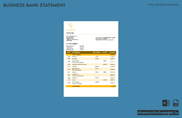Beispiel eines Kontoauszugs der sudanesischen Saudi-Bank (Word- und PDF-Datei)